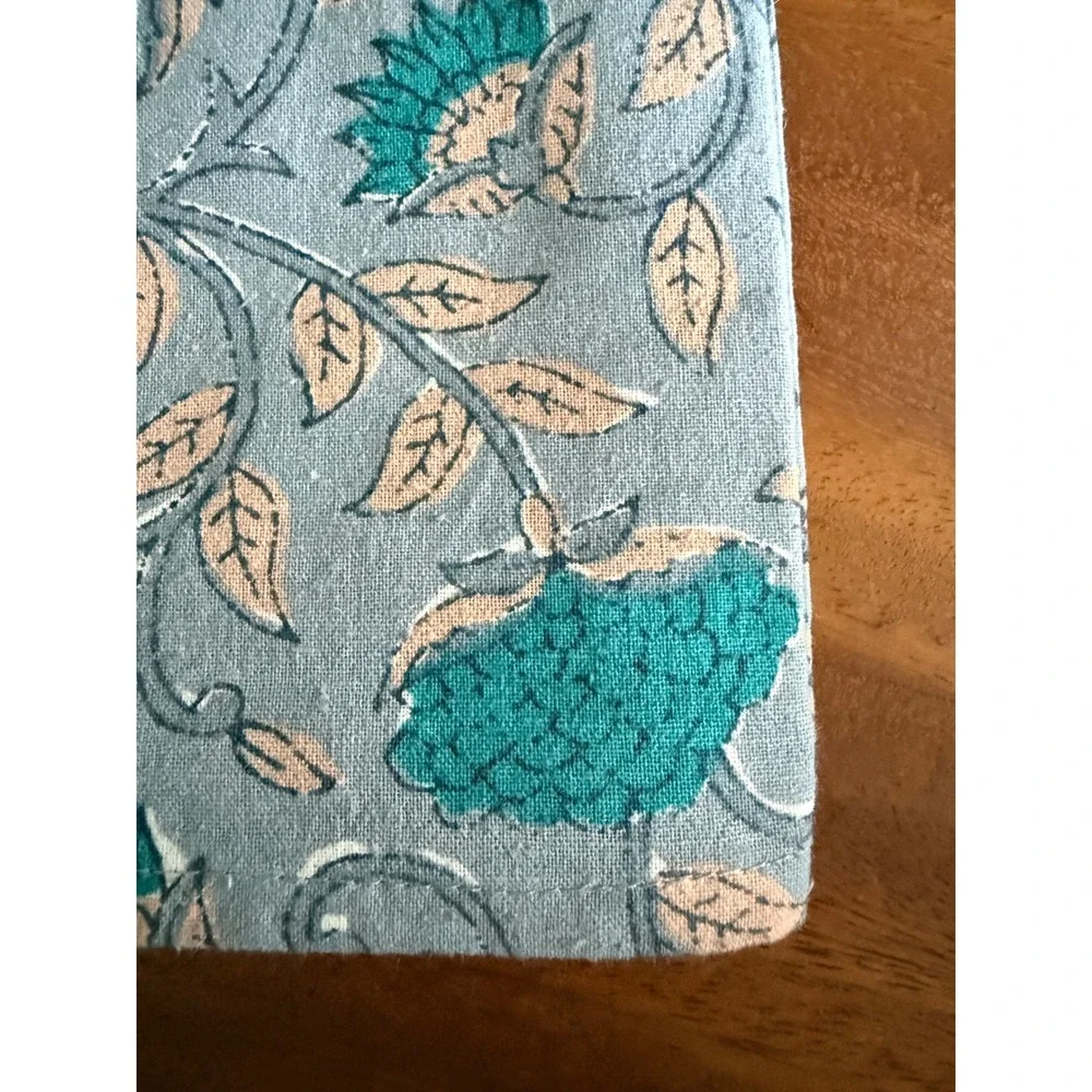 Mahogany Set of 4 Cotton Floral Napkins 18x18 Blue Tan Turquoise Cottagecore NWT
